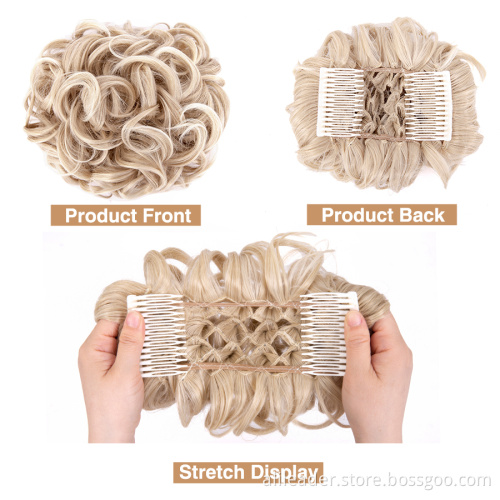 Large Comb Curly Synthetic Chignon Updo Cover Hairpiece